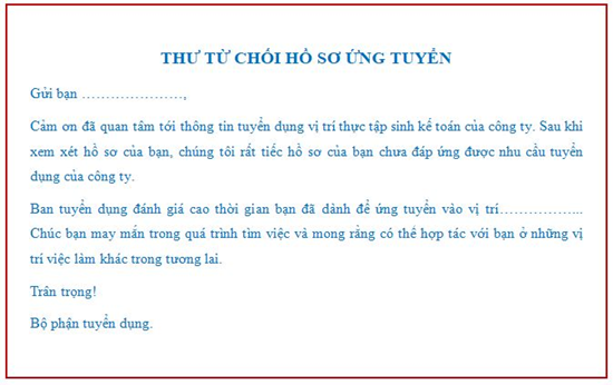 Mẫu trả lời email ứng tuyển nhân sự