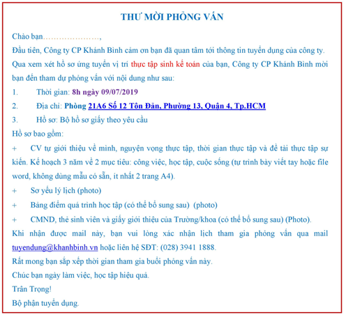 Mẫu trả lời email ứng tuyển nhân sự