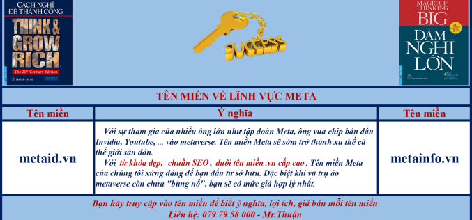 Bán tên miền META – Tên miền lĩnh vực công nghệ của tương lai